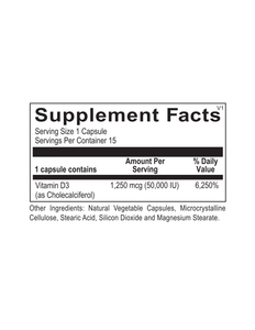 Vitamin D3 50,000 IU 15 Capsules Ortho Molecular Products