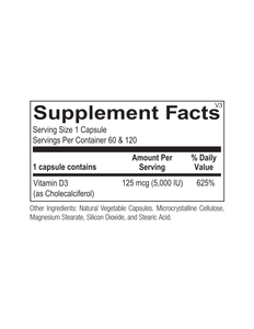 Vitamin D 5,000 IU 120 Capsules Ortho Molecular Products