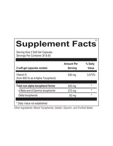 Natural Vitamin E Mixed Tocopherols 120 Soft Gel Capsules Ortho Molecular Products