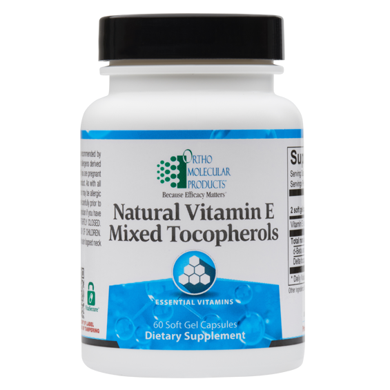 Natural Vitamin E Mixed Tocopherols 60 Soft Gel Capsules Ortho Molecular Products